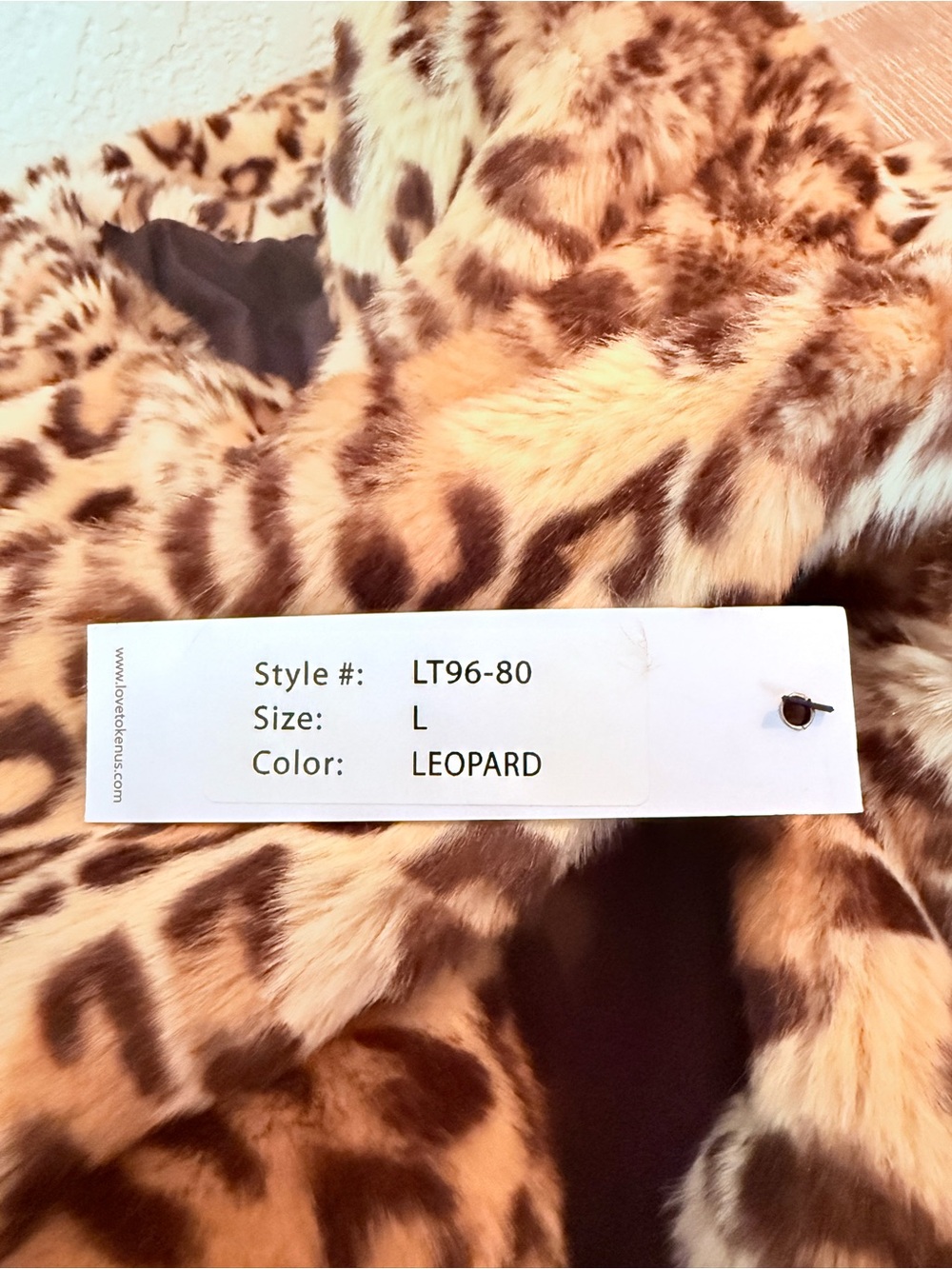 NEW Love Token faux fur leopard coat size Large - Picture 5 of 11